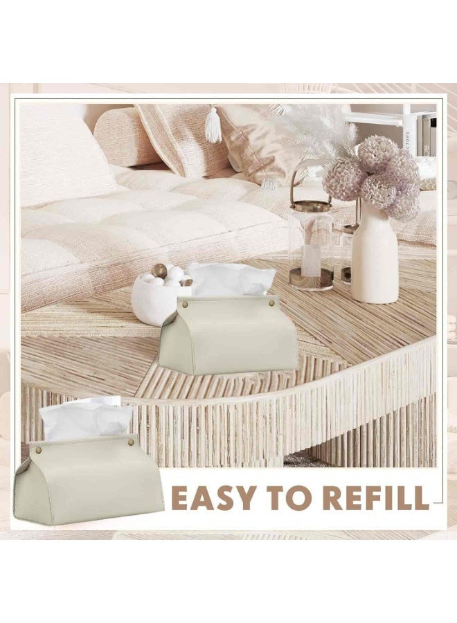 Anmi Tissue Box Tissue Organizer PU Simple Tissue Holder( Beige) 19.5×12×13 cm - Image 3